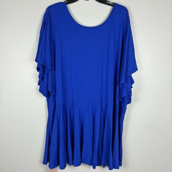 Bloomchic Tunic Top Women's 4X  Blue V Neck Jersey Stretch Flutter Sleeve Casual - Picture 5 of 8